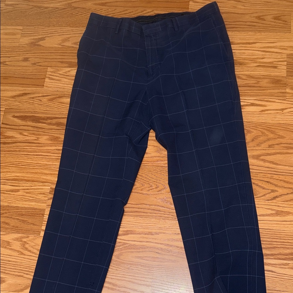 Banana Republic Navy Windowpane Chinos
